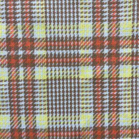 1970's Orange, Yellow, and Brown Plaid Bonded Fabric - Acrylic - BTY