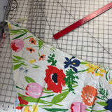 1980’s White with Large Floral Decorator Cotton Blend Fabric - (P199)