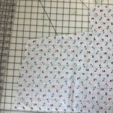 1960’s White with Blue and Red Small Florals Cotton Fabric - (P201)