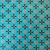 1950’s Aqua Blue with Black and Pink details Cotton Fabric - (P203)
