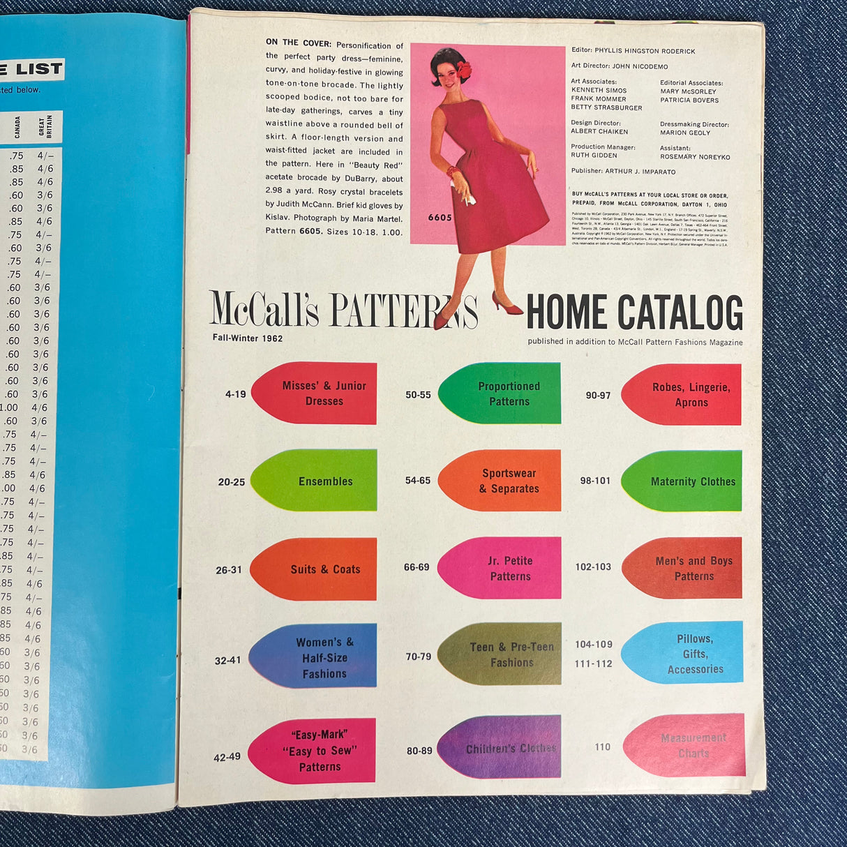 1962 McCall's FALL/WINTER Pattern Catalog - original magazine