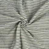 1970's Dark and Light Avocado Green Seersucker Stripe Fabric (P27)