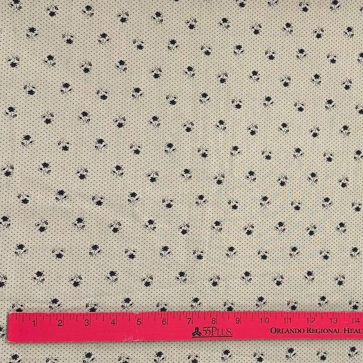 1970’s Light Brown with Black Floral Cotton fabric (P23)