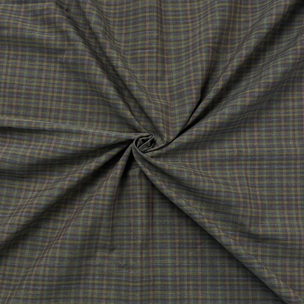 1970’s Mustard Yellow and Brown Plaid Cotton fabric (P20)