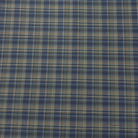 1970’s Blue and Brown Plaid Polycotton blend fabric (P19)