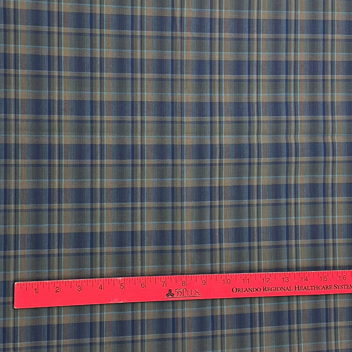 1970’s Blue and Brown Plaid Polycotton blend fabric (P19)