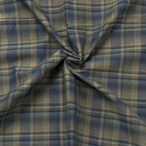 1970’s Blue and Brown Plaid Polycotton blend fabric (P19)