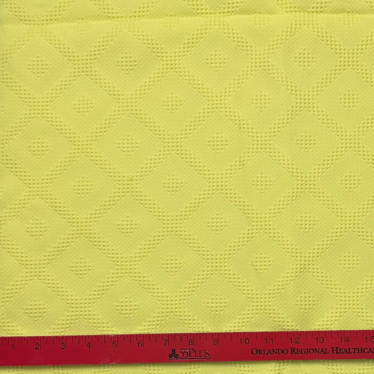 1970’s Yellow Raised Diamond Pattern Polyester fabric (P16)