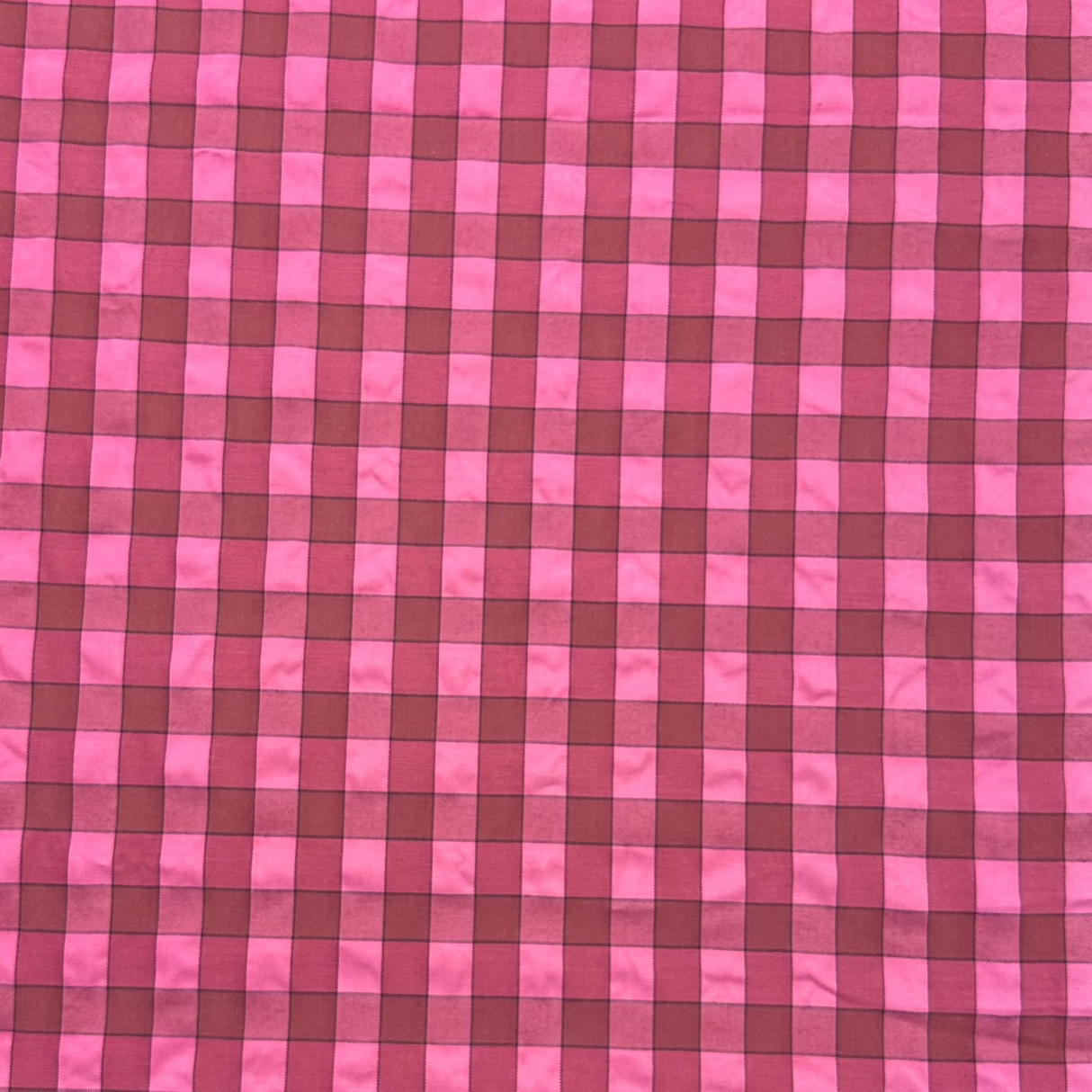 1970’s Pink and Brown Large Gingham fabric (P17)