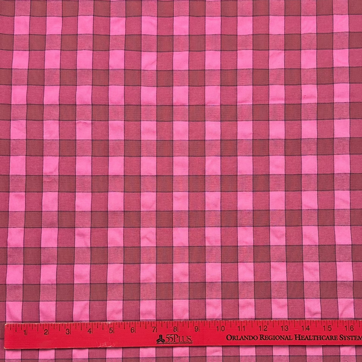 1970’s Pink and Brown Large Gingham fabric (P17)