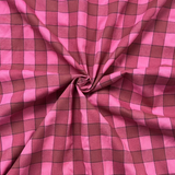 1970’s Pink and Brown Large Gingham fabric (P17)