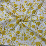 1970’s White with Yellow Florals polyester fabric (P15)