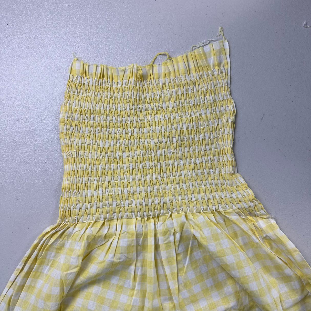 1970’s Yellow and White Pre-Smocked Piece Polycotton fabric (P14)