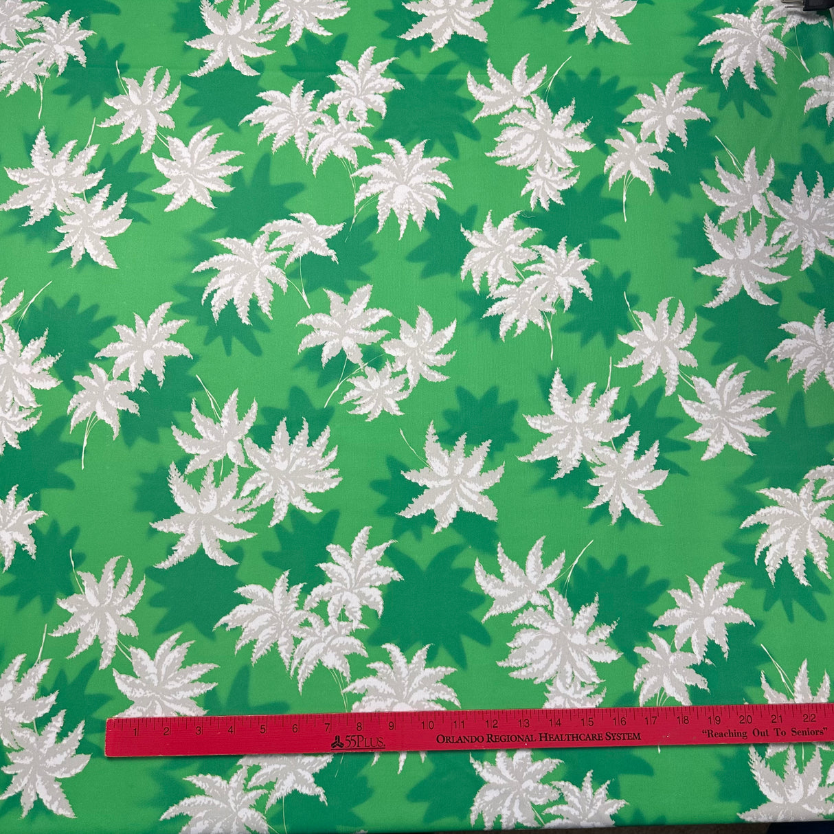 1970’s Green with Palm Tree Polyester fabric (P10)