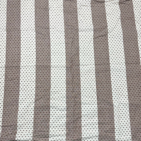 1970’s Brown and Cream Striped Clipped Dot Cotton fabric (P9)