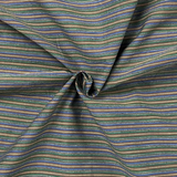 1970’s Blue, Green, Brown, Yellow and Black Stripe Cotton Blend Fabric (P2)