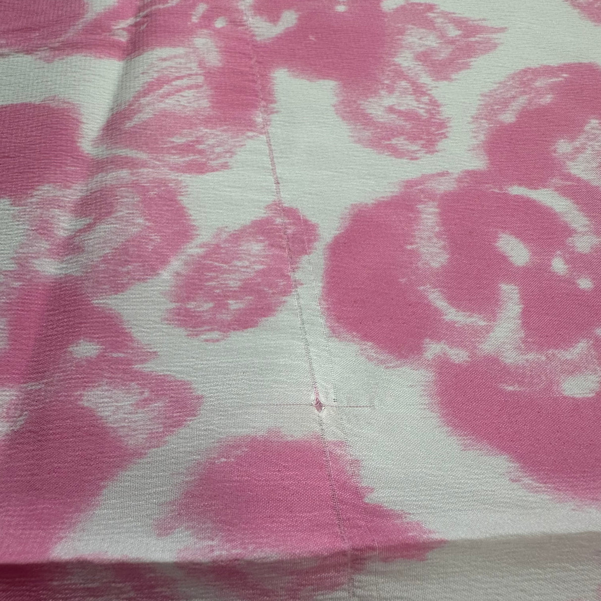 1970's Pink and White Tie-Dye Style Polyester Fabric (P39)