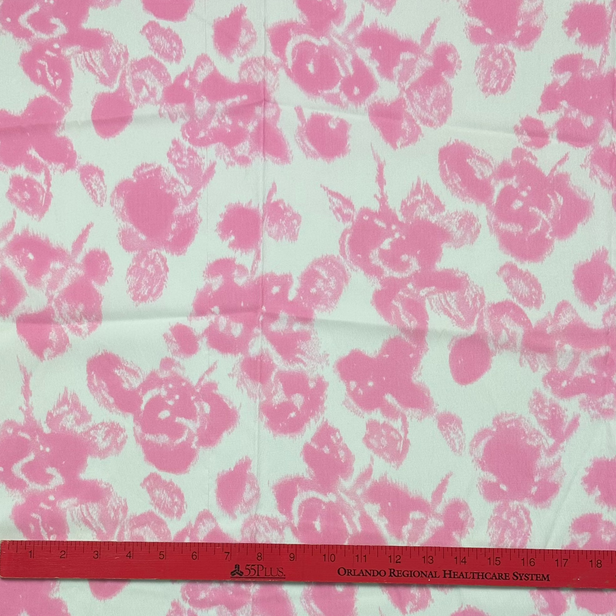 1970's Pink and White Tie-Dye Style Polyester Fabric (P39)