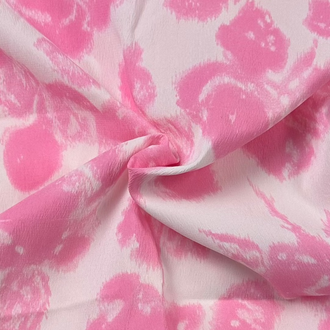 1970's Pink and White Tie-Dye Style Polyester Fabric (P39)