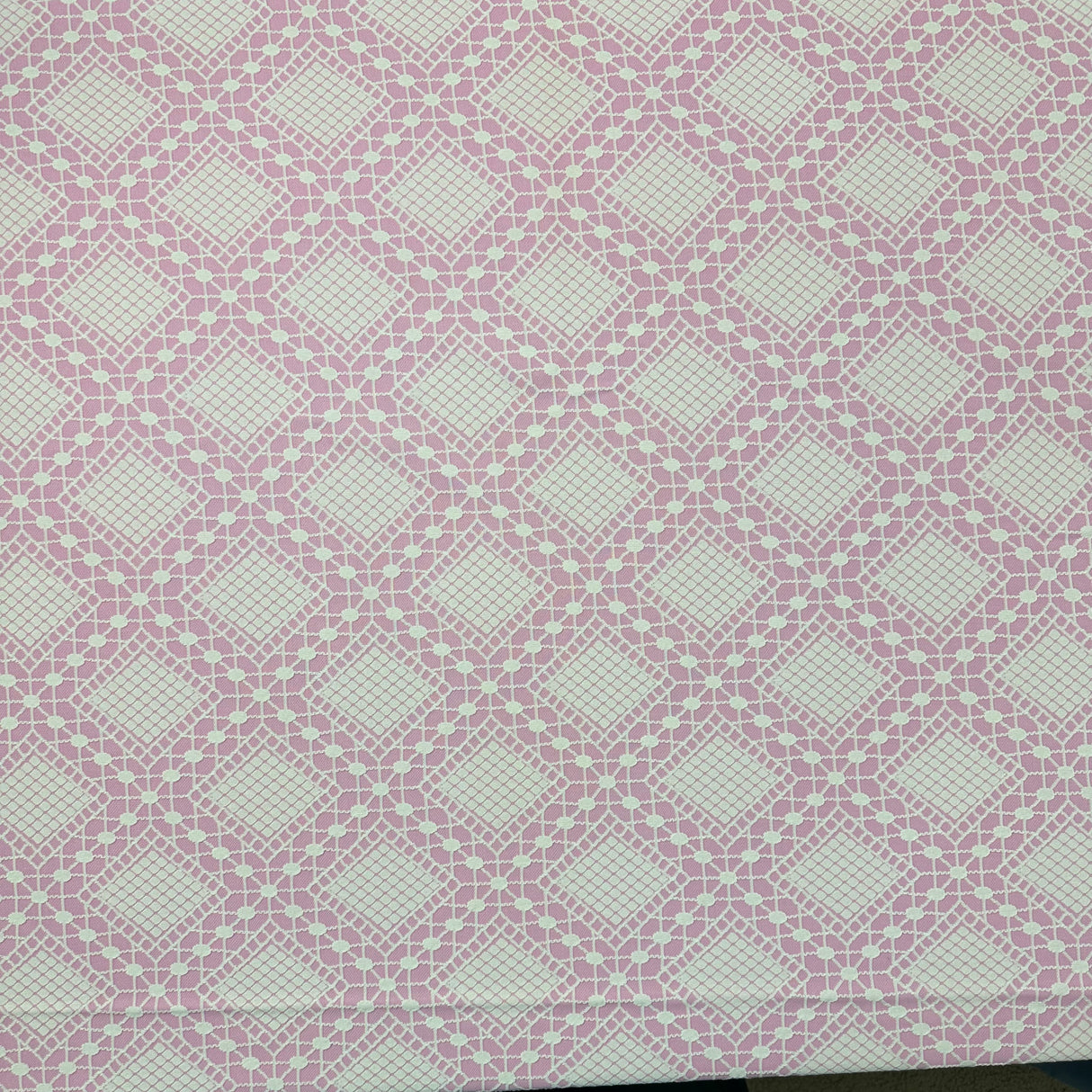 1970's Pink with White Diamond detail Polyester Double Knit Fabric (P33)