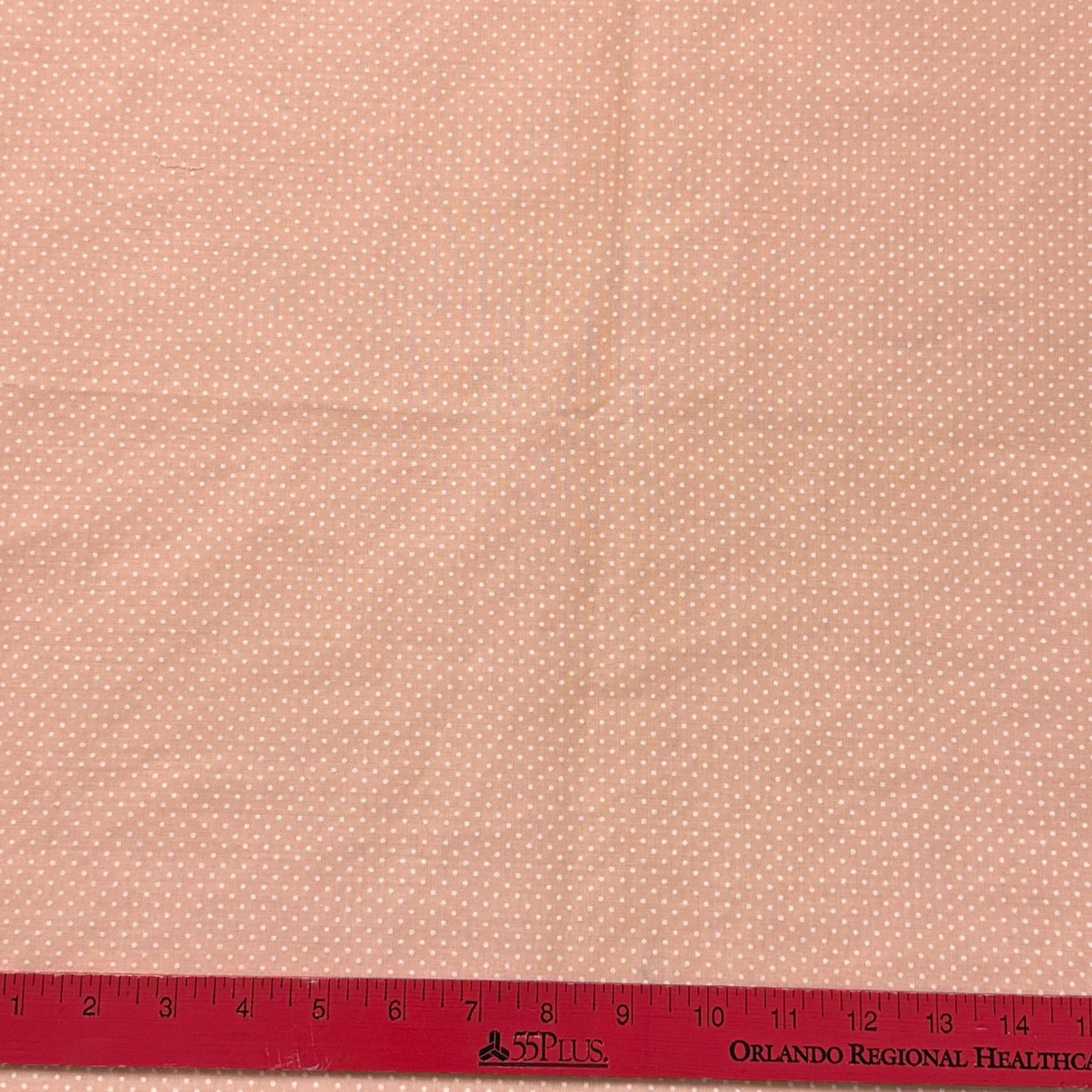 1970's Peach with White Flocked Dot Cotton Blend Fabric (P32)