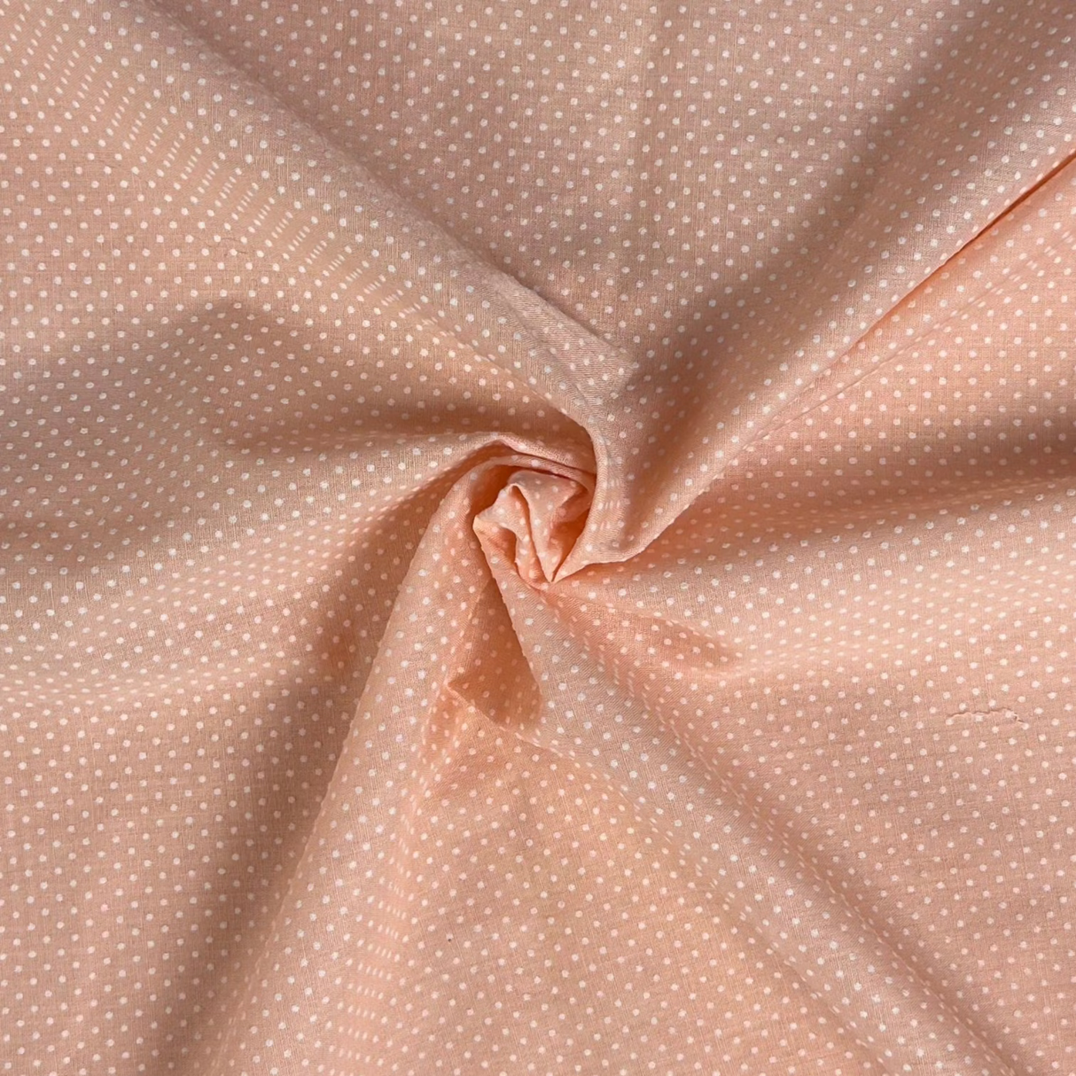 1970's Peach with White Flocked Dot Cotton Blend Fabric (P32)