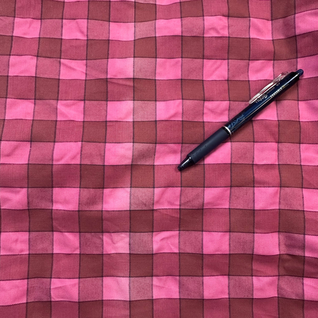 1970’s Pink and Brown Large Gingham fabric (P17)