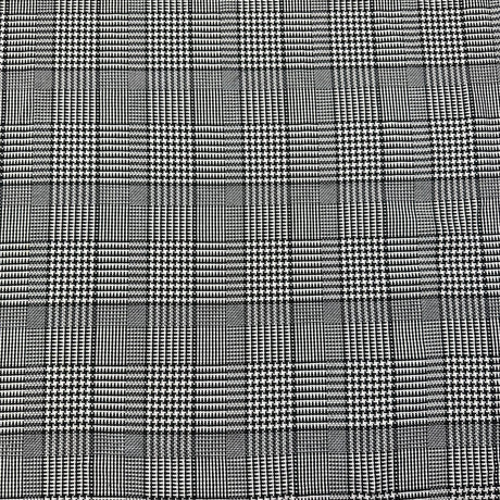 1970’s Black and White Houndstoothe Plaid Cotton blend fabric (P55)