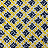 1970’s Yellow and Navy Blue Plaid Acetate/Polyester Blend fabric (P64)