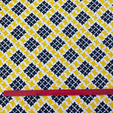 1970’s Yellow and Navy Blue Plaid Acetate/Polyester Blend fabric (P64)