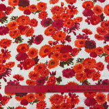 1970’s Orange, Fuschia and White Floral Print Acetate blend fabric (P56)