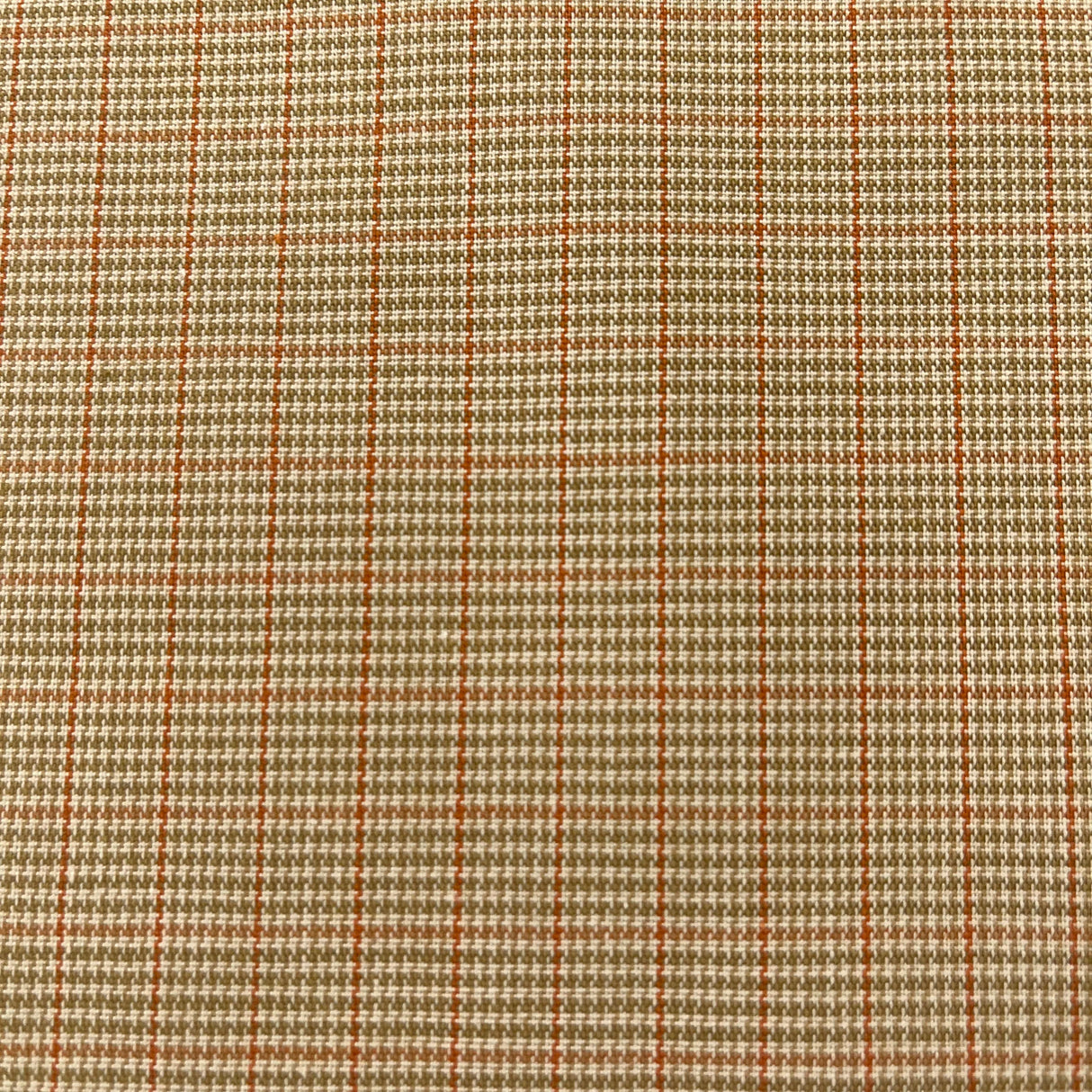 1960’s Orange, Green and Tan Plaid Suiting Fabric - Polyester Cotton Blend - BTY