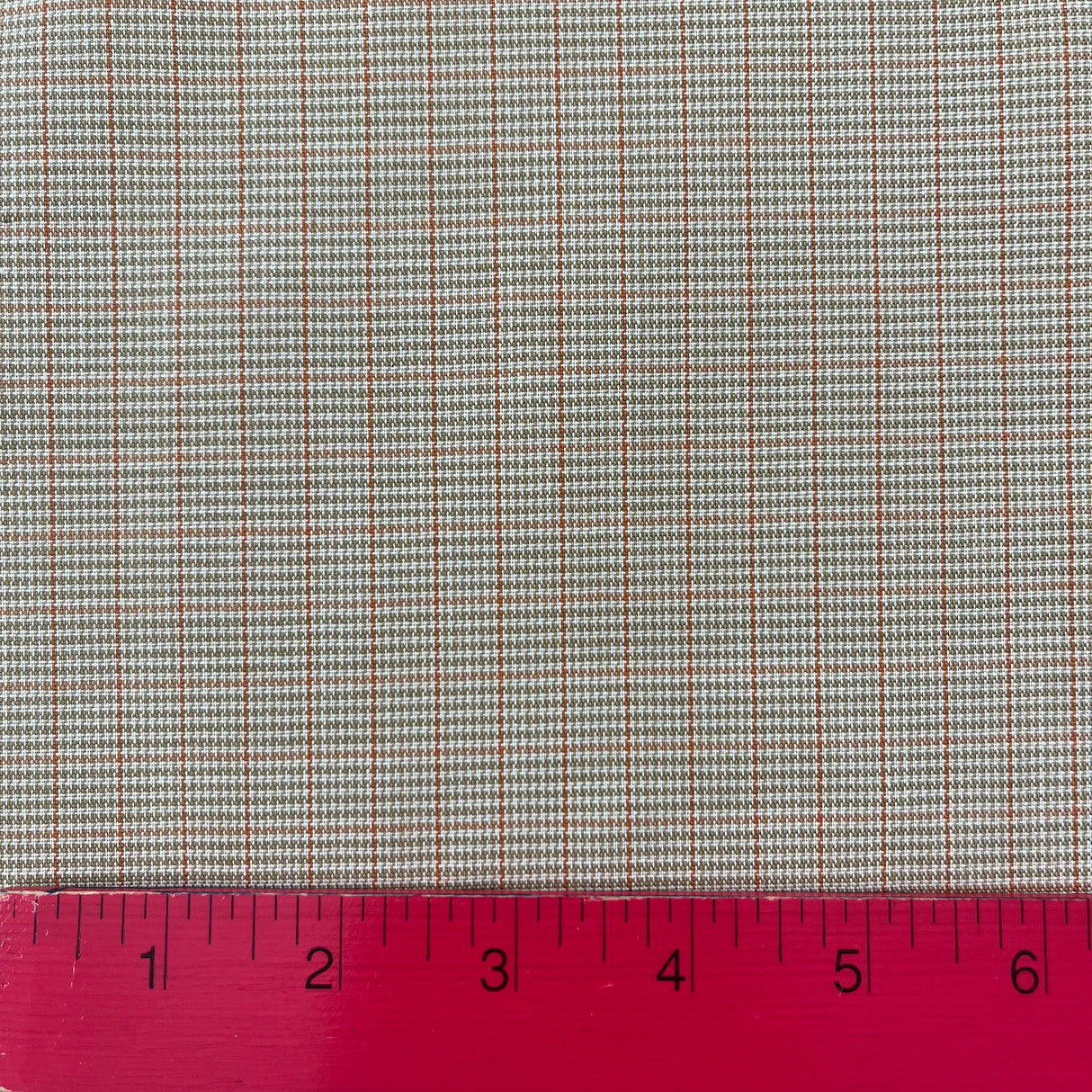 1960’s Orange, Green and Tan Plaid Suiting Fabric - Polyester Cotton Blend - BTY