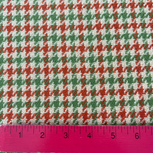 1970’s Green, Red and Tan Houndstooth Bonded Fabric- Acrylic