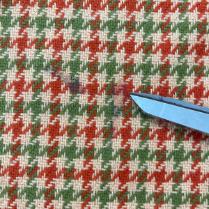 1970’s Green, Red and Tan Houndstooth Bonded Fabric- Acrylic