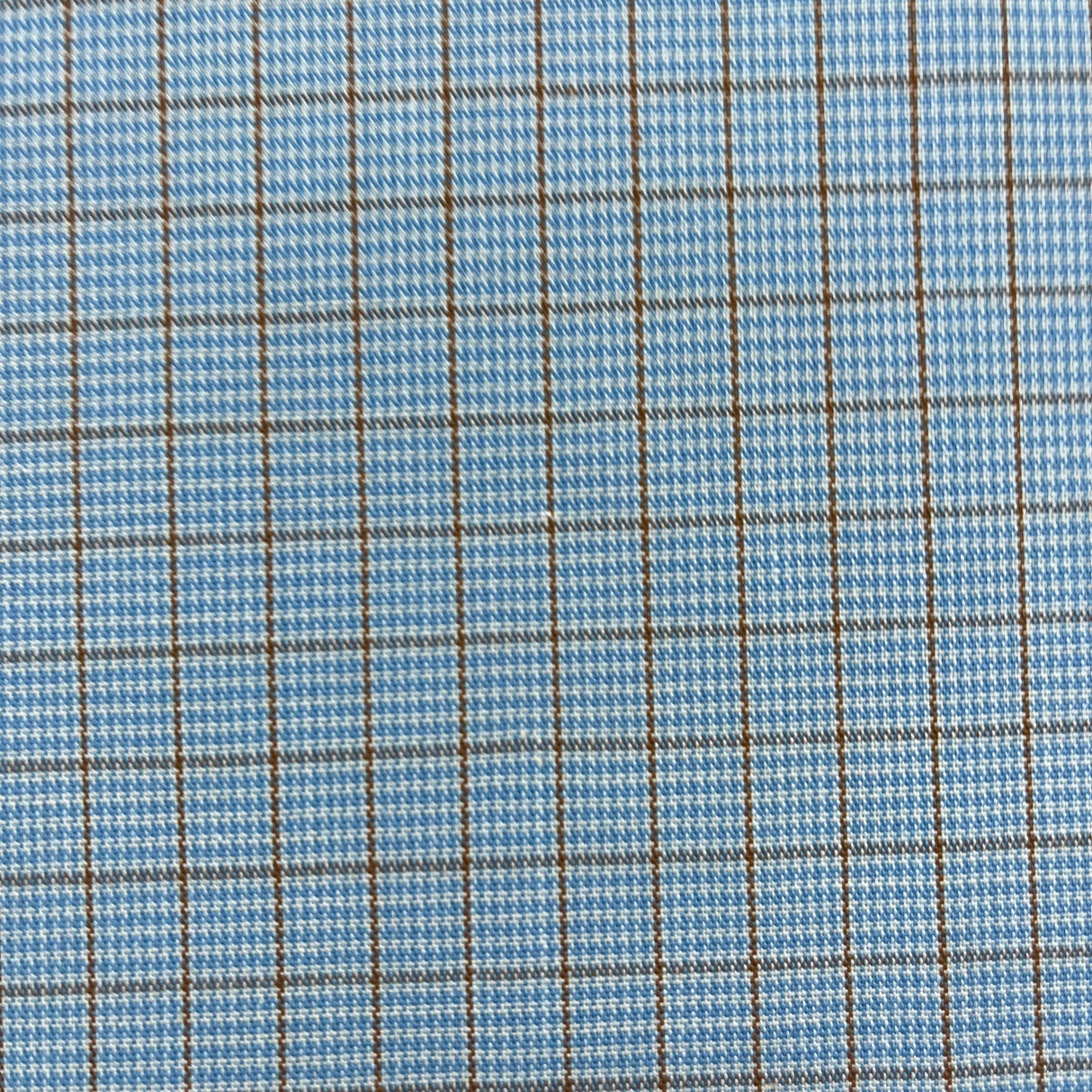 1960’s Blue and Brown Plaid Suiting Fabric - Polyester Cotton Blend - BTY