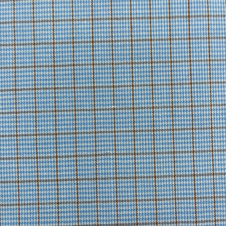 1960’s Blue and Brown Plaid Suiting Fabric - Polyester Cotton Blend - BTY