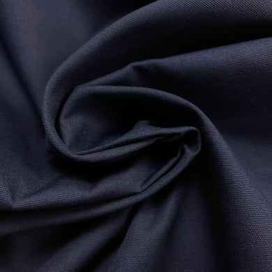 1970’s Deep Navy Blue Solid Fabric - Polyester Cotton Blend- BTY