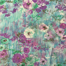 1970's Pale Blue with Watercolor Florals - Polyester Chiffon