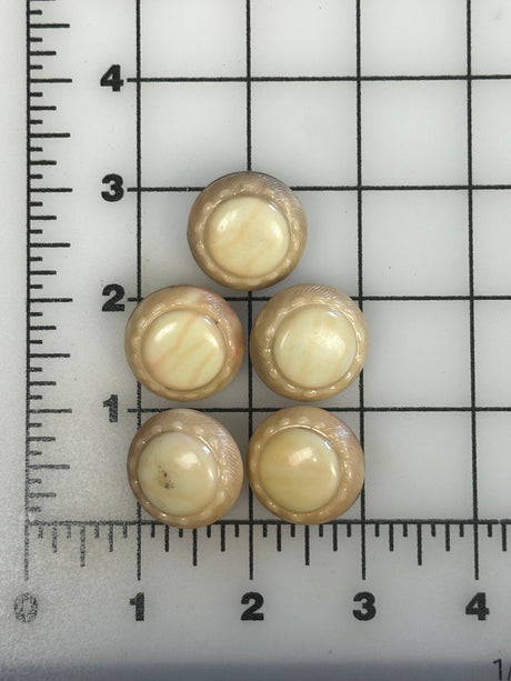 1980's Off White Plastic Shank Buttons - set of 5 - 9/16"