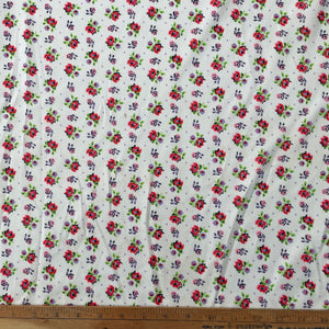 1970's Purple and Pink Floral on White - BTY