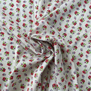 1970's Purple and Pink Floral on White - BTY