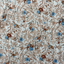 1970's Peach with Brown and Blue Florals - Brushed polyester - BTY