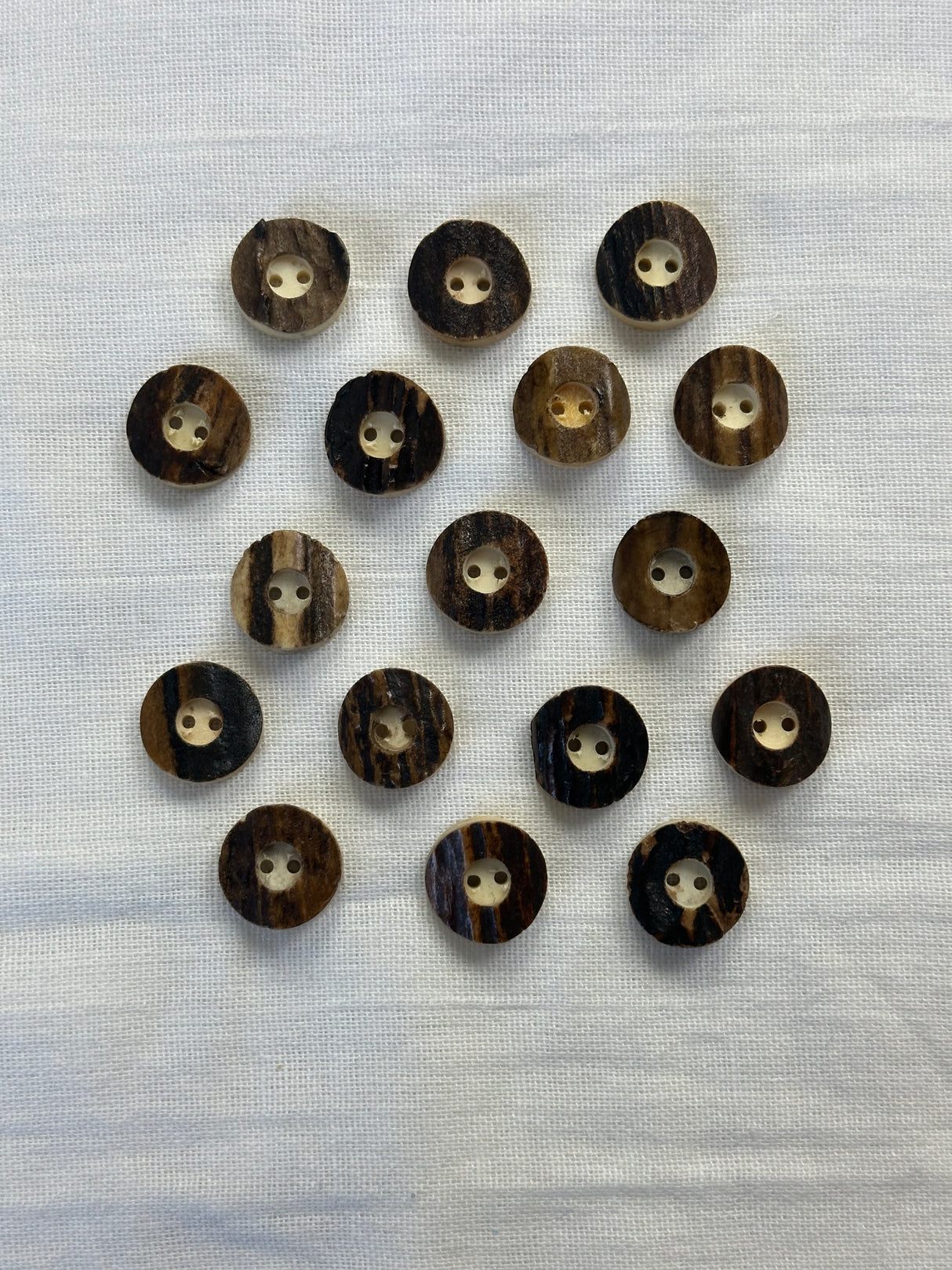 1980’s Horn Buttons - Natural/Brown - 3/4" -  set of 17
