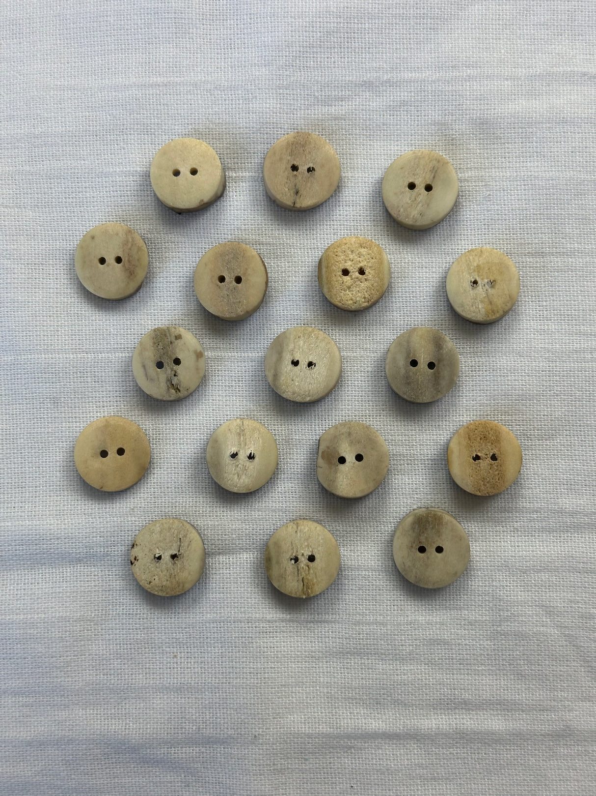 1980’s Horn Buttons - Natural/Brown - 3/4" -  set of 17