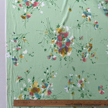 1970's Pale Green with Bundles of Flowers - Brushed polyester