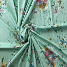1970's Pale Green with Bundles of Flowers - Brushed polyester
