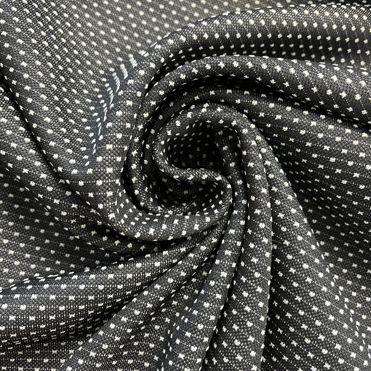 1970’s Black with White Polka Dots Double Knit Polyester - BTY (G11)