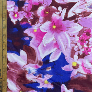 1970's Large Purple Floral Fabric - SHEER - BTY