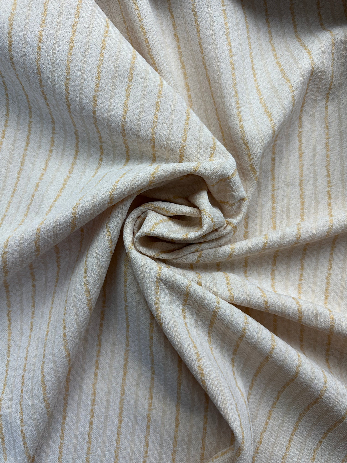 1970’s Orange and Cream Stripe Double Knit Polyester Fabric - BTY